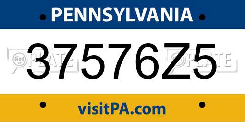 37576Z5 Pennsylvania License Plate