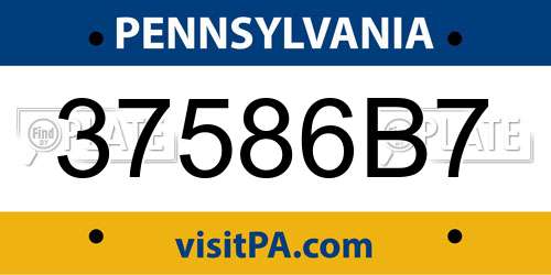 37586B7 Pennsylvania License Plate