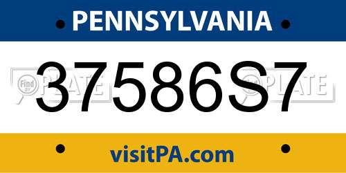 37586S7 Pennsylvania License Plate