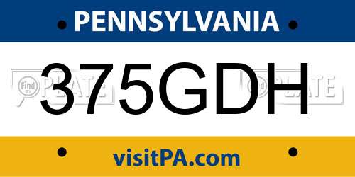 375GDH Pennsylvania License Plate