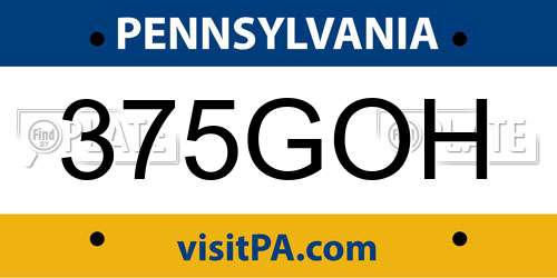 375GOH Pennsylvania License Plate