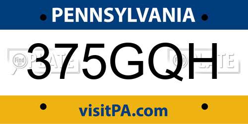 375GQH Pennsylvania License Plate