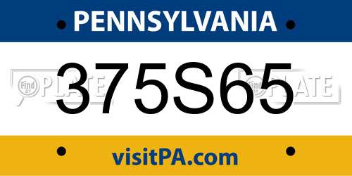 375S65 Pennsylvania License Plate