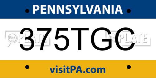 375TGC Pennsylvania License Plate