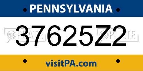 37625Z2 Pennsylvania License Plate