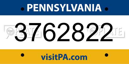 3762822 Pennsylvania License Plate