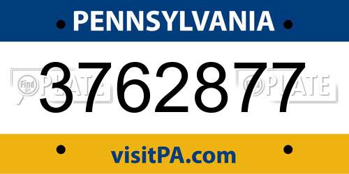 3762877 Pennsylvania License Plate