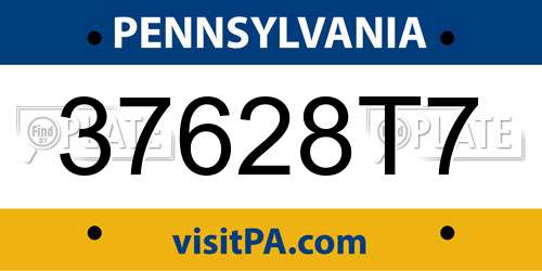 37628T7 Pennsylvania License Plate