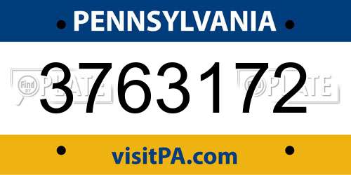 3763172 Pennsylvania License Plate