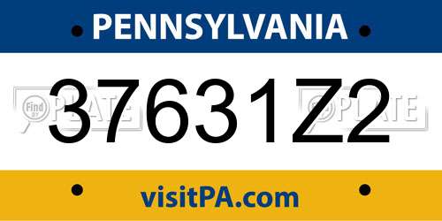 37631Z2 Pennsylvania License Plate