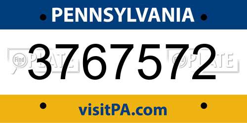 3767572 Pennsylvania License Plate
