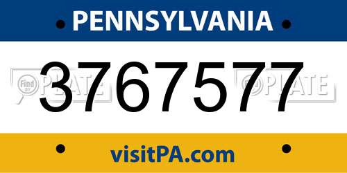 3767577 Pennsylvania License Plate