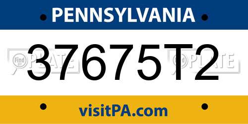 37675T2 Pennsylvania License Plate