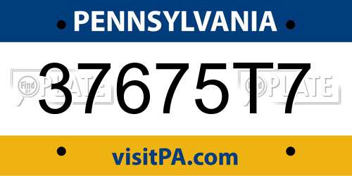 37675T7 Pennsylvania License Plate