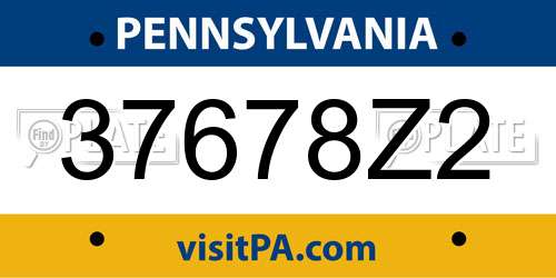 37678Z2 Pennsylvania License Plate