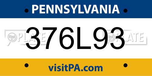 376L93 Pennsylvania License Plate