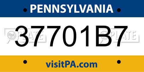 37701B7 Pennsylvania License Plate