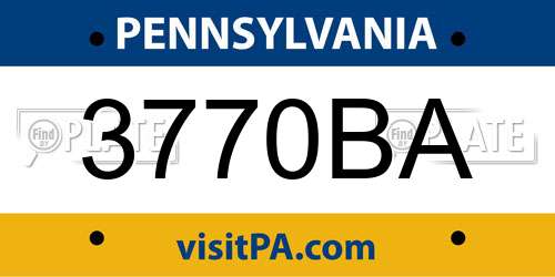 3770BA Pennsylvania License Plate