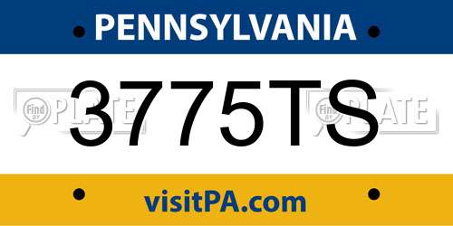 3775TS Pennsylvania License Plate