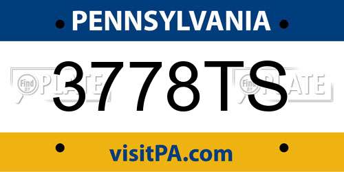 3778TS Pennsylvania License Plate