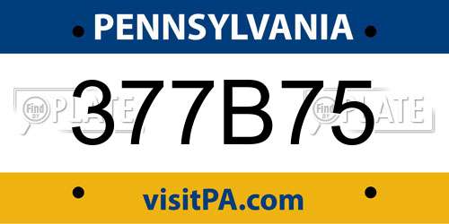 377B75 Pennsylvania License Plate