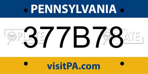 377B78 Pennsylvania License Plate