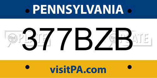 377BZB Pennsylvania License Plate