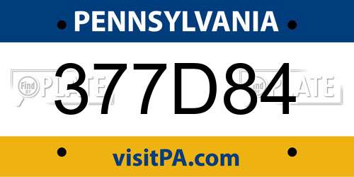 377D84 Pennsylvania License Plate