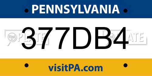 377DB4 Pennsylvania License Plate