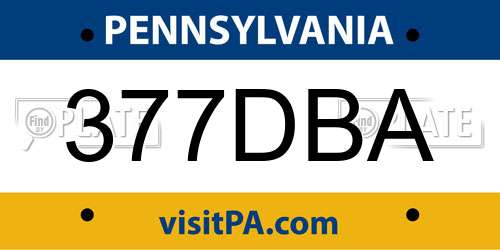 377DBA Pennsylvania License Plate