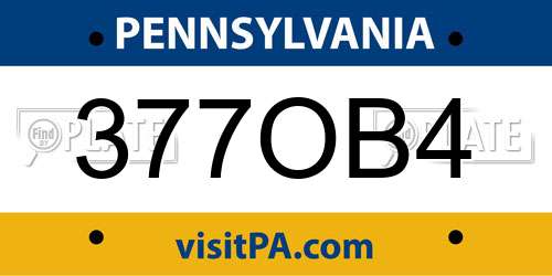 377OB4 Pennsylvania License Plate