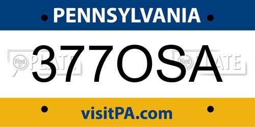 377OSA Pennsylvania License Plate