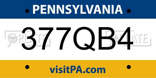 377QB4 Pennsylvania License Plate