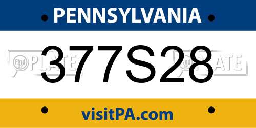 377S28 Pennsylvania License Plate