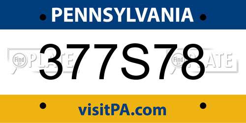 377S78 Pennsylvania License Plate