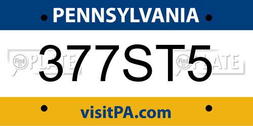 377ST5 Pennsylvania License Plate