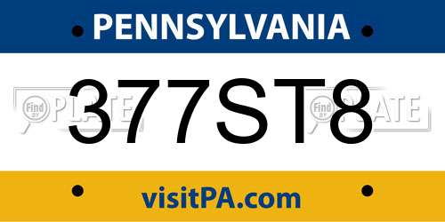 377ST8 Pennsylvania License Plate