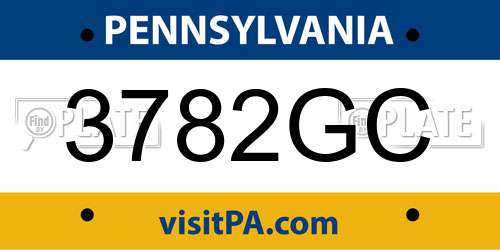 3782GC Pennsylvania License Plate