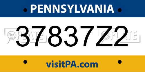 37837Z2 Pennsylvania License Plate