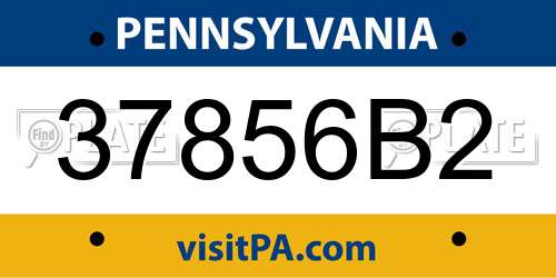 37856B2 Pennsylvania License Plate