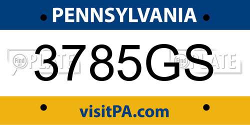 3785GS Pennsylvania License Plate
