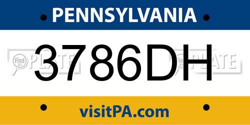 3786DH Pennsylvania License Plate