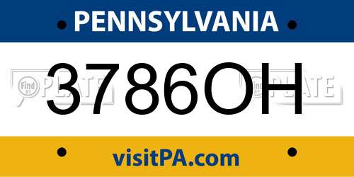 3786OH Pennsylvania License Plate