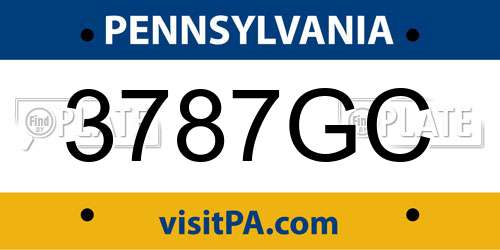 3787GC Pennsylvania License Plate