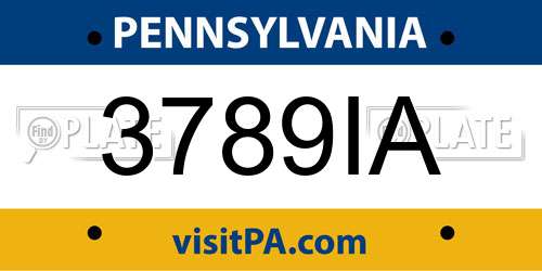 3789IA Pennsylvania License Plate