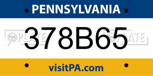 378B65 Pennsylvania License Plate