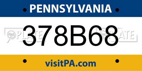 378B68 Pennsylvania License Plate
