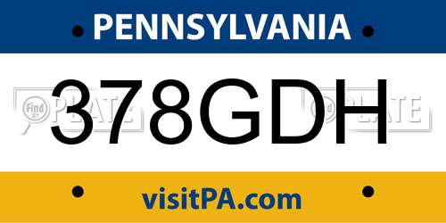 378GDH Pennsylvania License Plate
