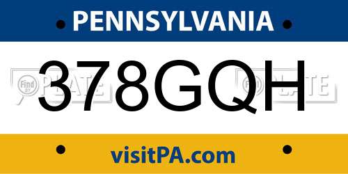 378GQH Pennsylvania License Plate