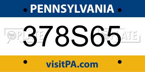 378S65 Pennsylvania License Plate